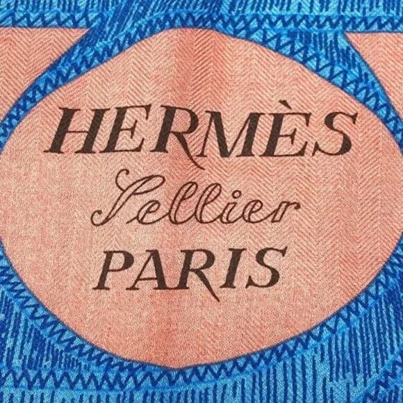 HERMES Pellier Calle Jean 140 Large Shawl Stole Scarf Cashmere / silk - Picture 9 of 14